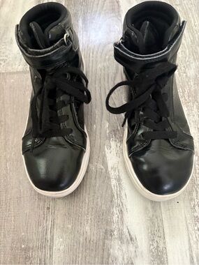 Weissman Black leather High-Top Kids Sneakers